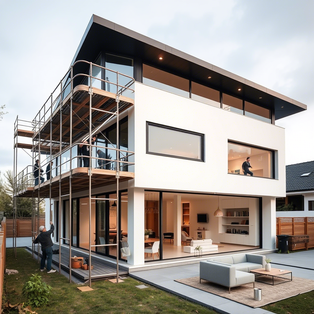 fachada con una reciente remodelacion moderna